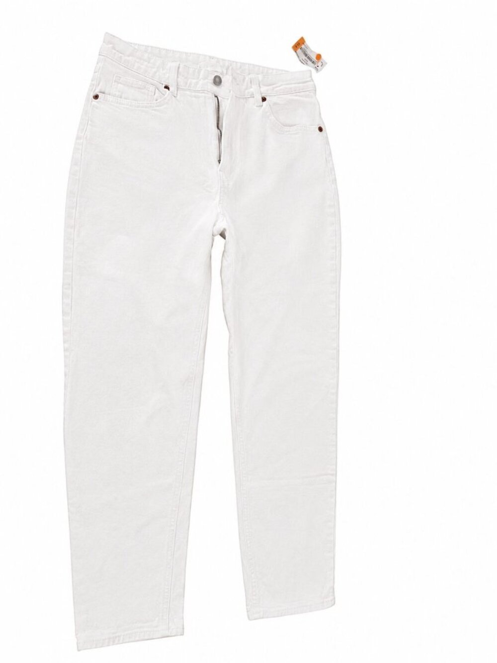 H&M White Mom Jeans US 8 Minimalist Clean Girl Straight Leg Denim Pants